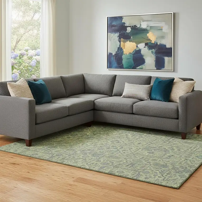 Lime Green And Gray Oriental Washable Area Rug With UV Protection Photo 2