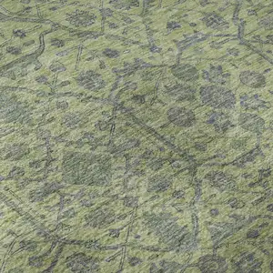 Photo of Lime Green And Gray Oriental Washable Area Rug With UV Protection