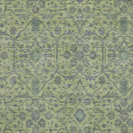 Lime Green And Gray Oriental Washable Area Rug With UV Protection Photo 2