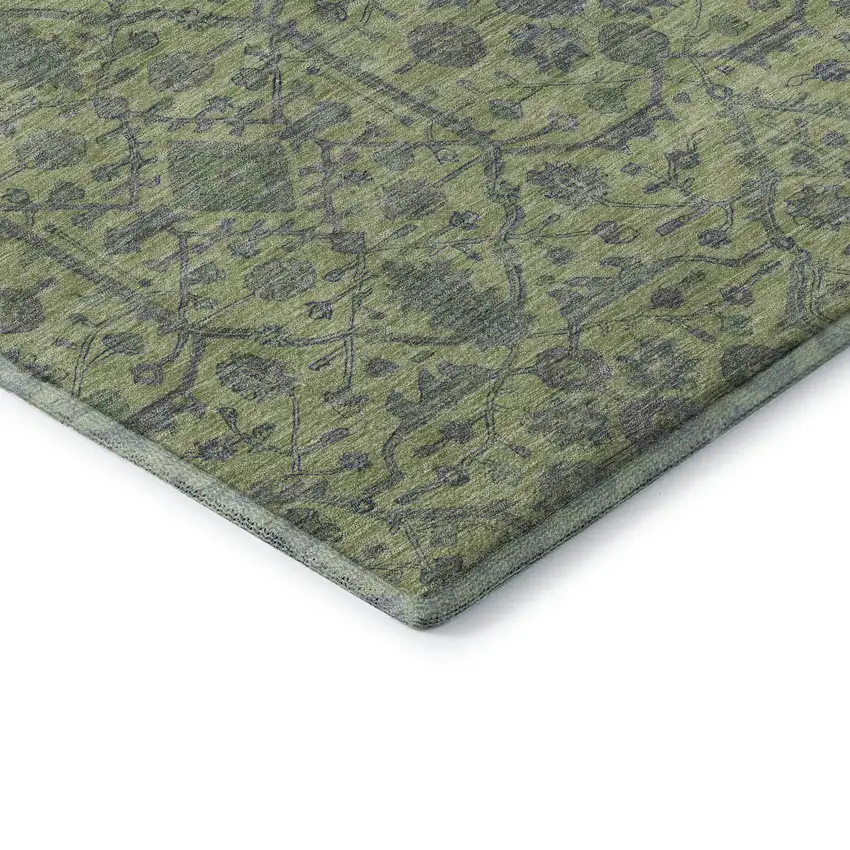 Lime Green And Gray Oriental Washable Area Rug With UV Protection Photo 7