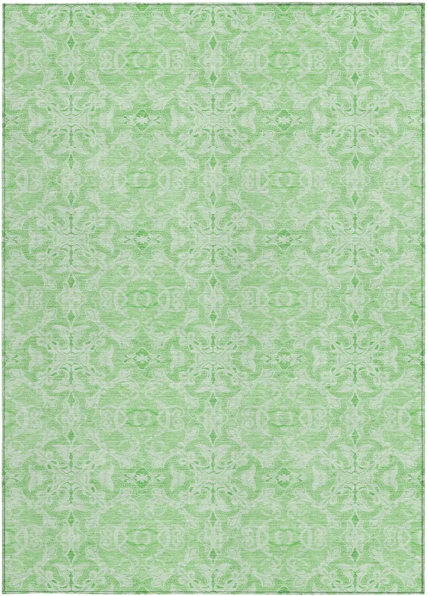 Lime Green And Green Medallion Washable Indoor Outdoor Area Rug Photo 5