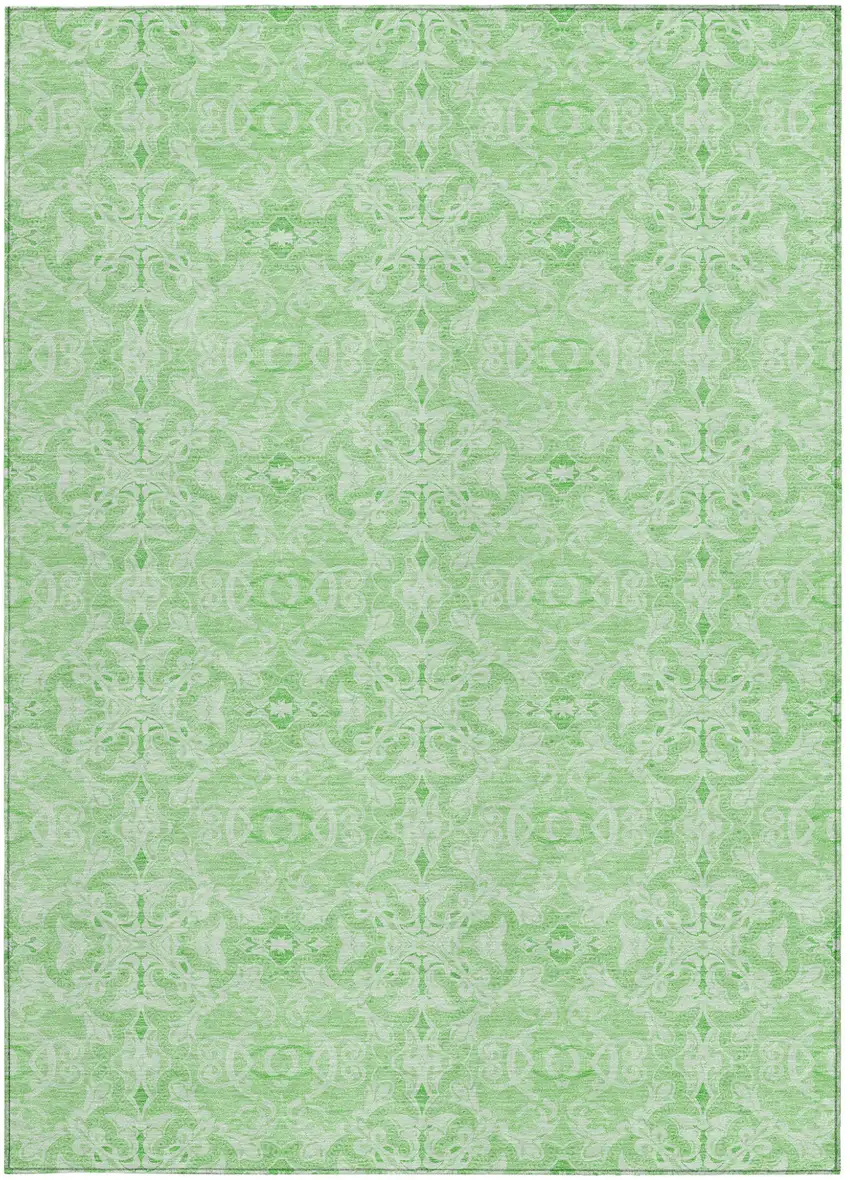 Lime Green And Green Medallion Washable Indoor Outdoor Area Rug Photo 5