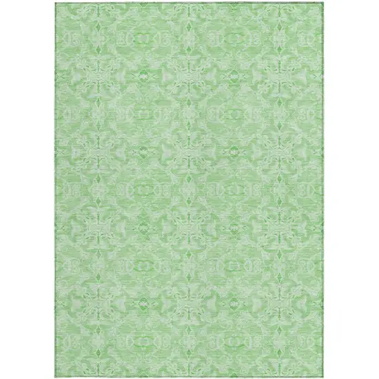 Lime Green And Green Medallion Washable Indoor Outdoor Area Rug Photo 5