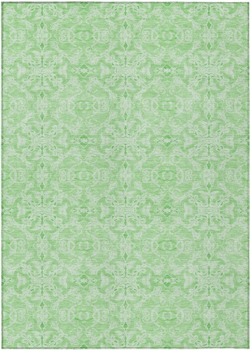 Lime Green And Green Medallion Washable Indoor Outdoor Area Rug Photo 2