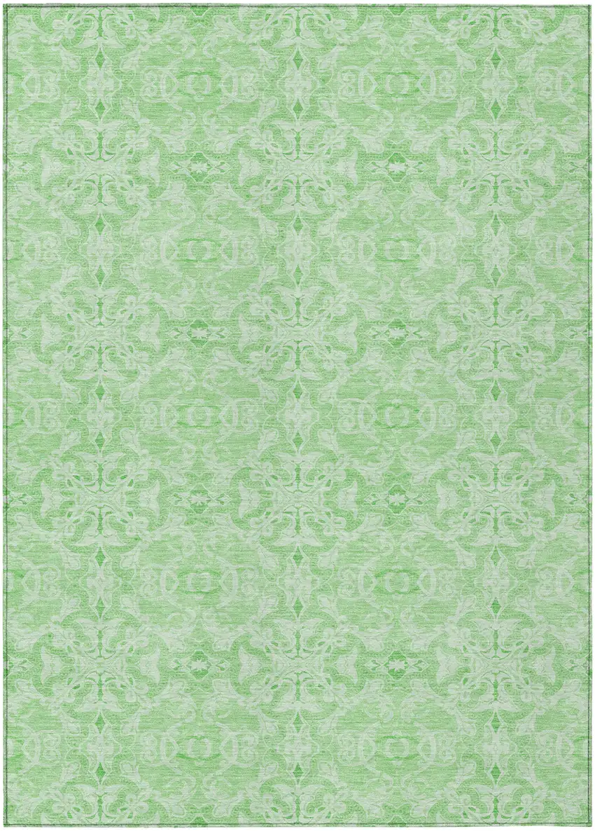 Lime Green And Green Medallion Washable Indoor Outdoor Area Rug Photo 2