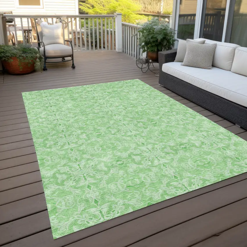 Lime Green And Green Medallion Washable Indoor Outdoor Area Rug Photo 9