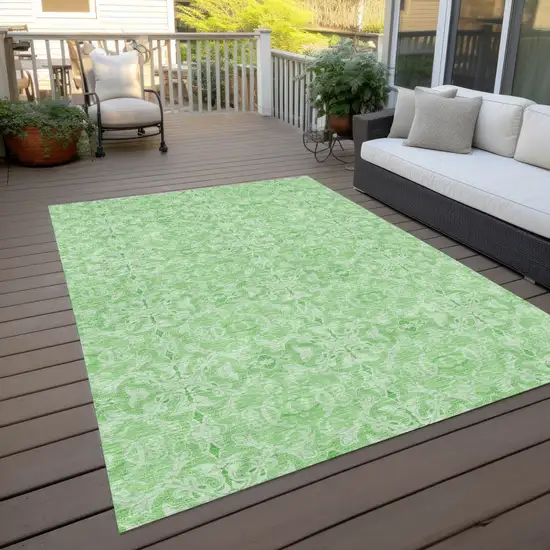 Lime Green And Green Medallion Washable Indoor Outdoor Area Rug Photo 9