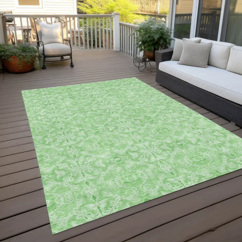 Lime Green And Green Medallion Washable Indoor Outdoor Area Rug Photo 9