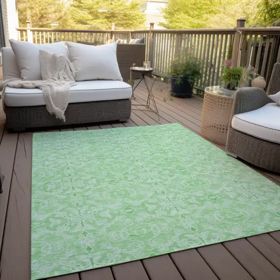 Lime Green And Green Medallion Washable Indoor Outdoor Area Rug Photo 6