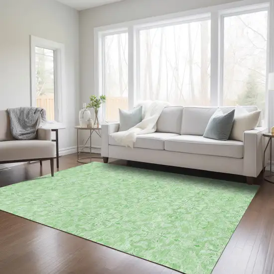Lime Green And Green Medallion Washable Indoor Outdoor Area Rug Photo 9