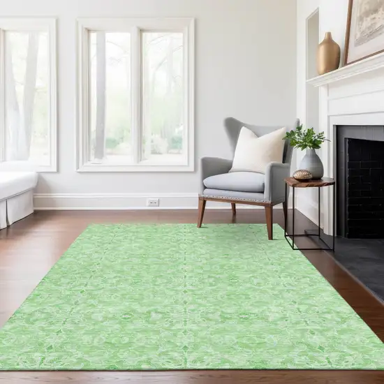 Lime Green And Green Medallion Washable Indoor Outdoor Area Rug Photo 8