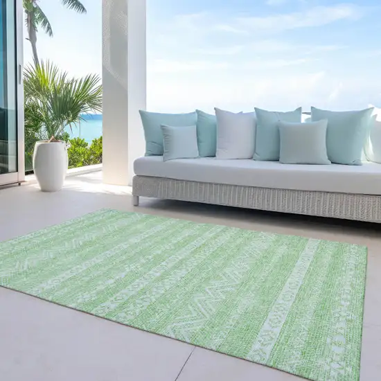 Lime Green And Green Southwestern Washable Indoor Outdoor Area Rug Photo 7