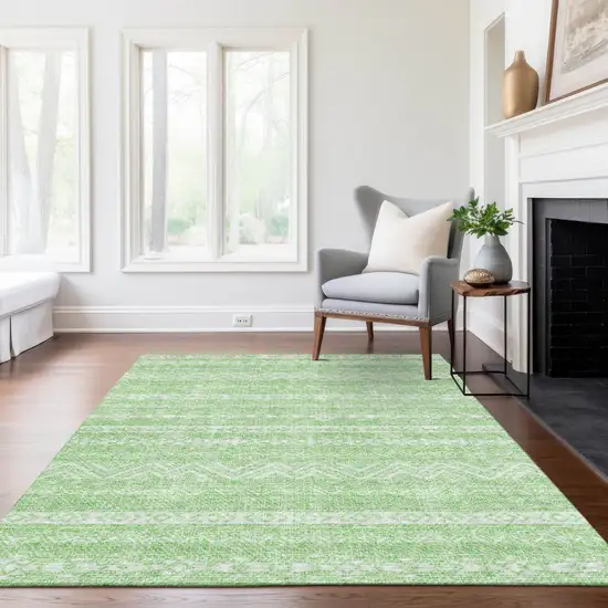 Lime Green And Green Southwestern Washable Indoor Outdoor Area Rug Photo 8