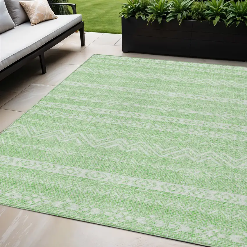 Lime Green And Green Southwestern Washable Indoor Outdoor Area Rug Photo 1