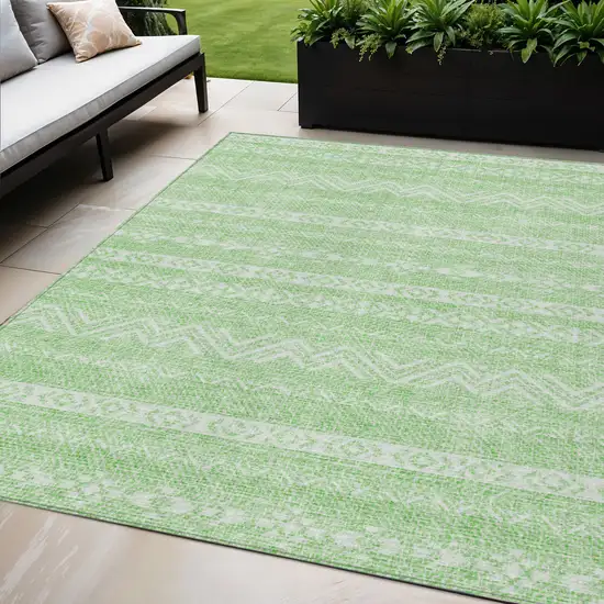 Lime Green And Green Southwestern Washable Indoor Outdoor Area Rug Photo 1