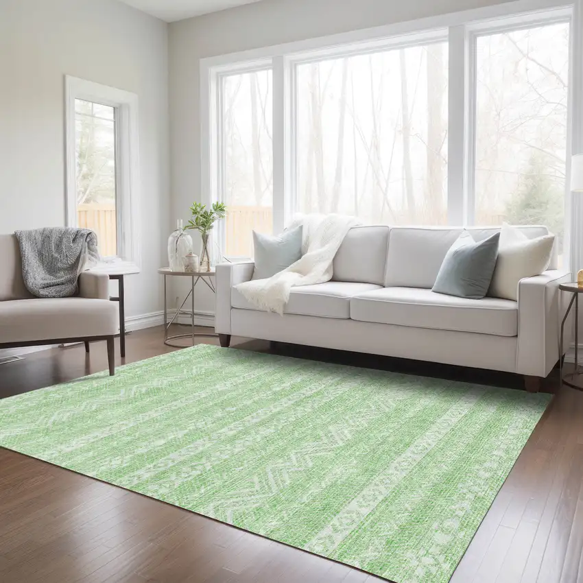 Lime Green And Green Southwestern Washable Indoor Outdoor Area Rug Photo 9