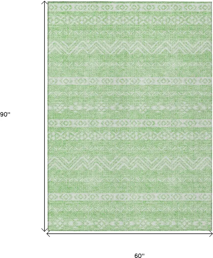 Lime Green And Green Southwestern Washable Indoor Outdoor Area Rug Photo 3