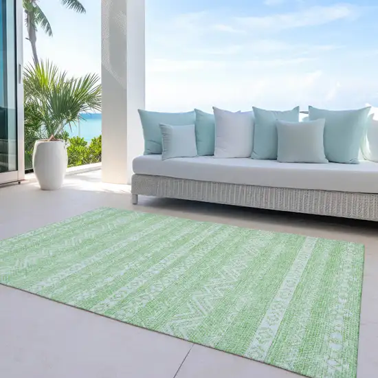 Lime Green And Green Southwestern Washable Indoor Outdoor Area Rug Photo 7