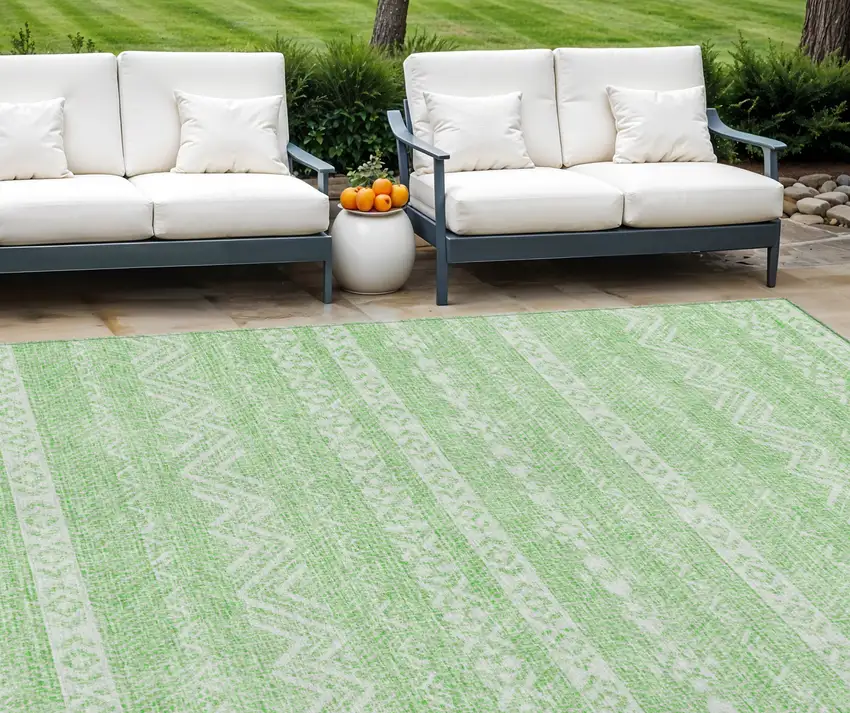 Lime Green And Green Southwestern Washable Indoor Outdoor Area Rug Photo 1