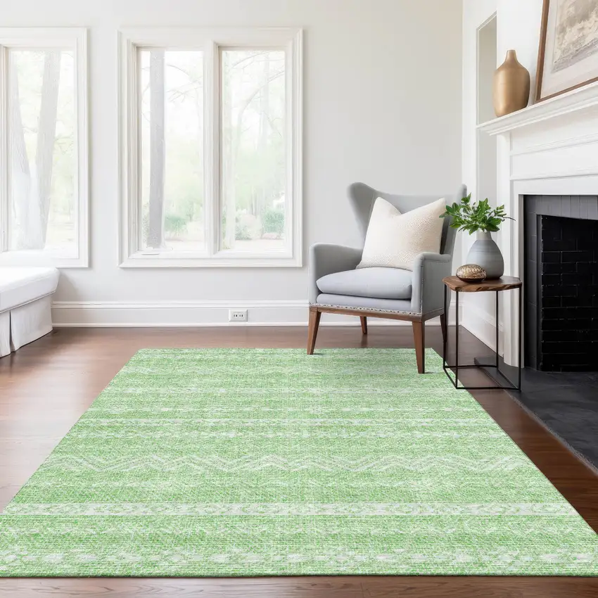 Lime Green And Green Southwestern Washable Indoor Outdoor Area Rug Photo 8