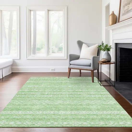 Lime Green And Green Southwestern Washable Indoor Outdoor Area Rug Photo 8