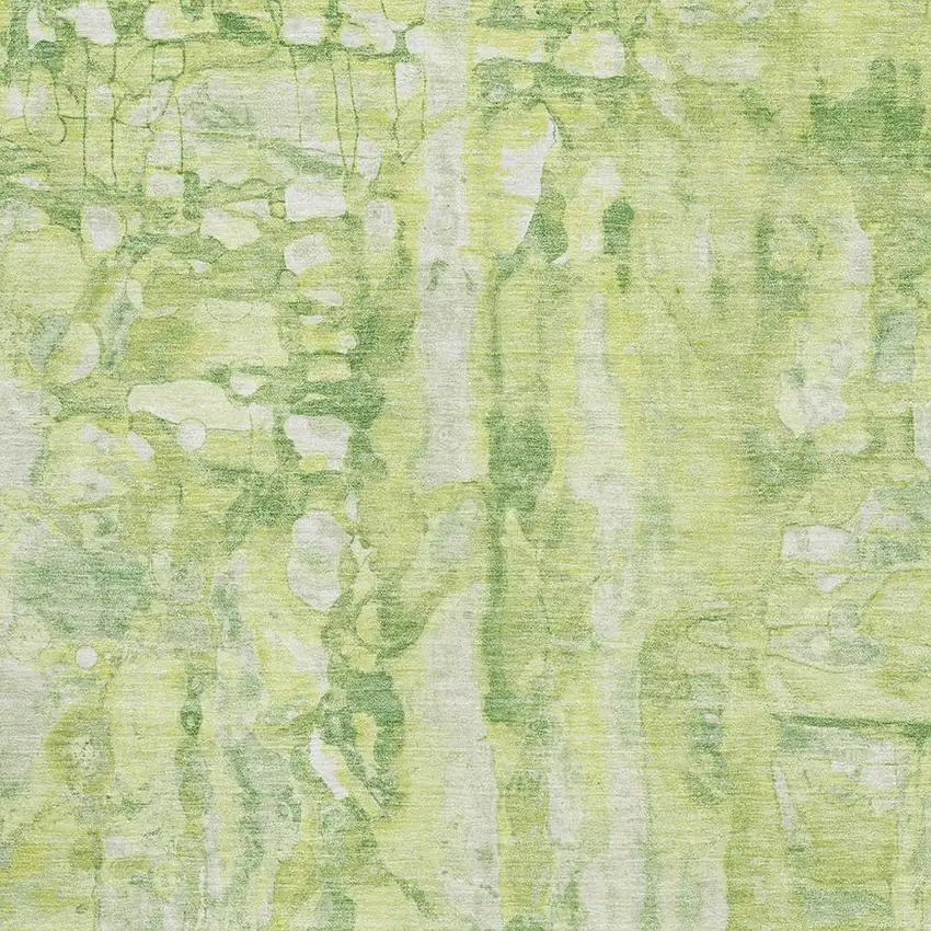 Lime Green And Ivory Abstract Washable Area Rug With UV Protection Photo 3