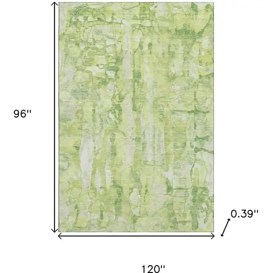 Lime Green And Ivory Abstract Washable Area Rug With UV Protection Photo 9