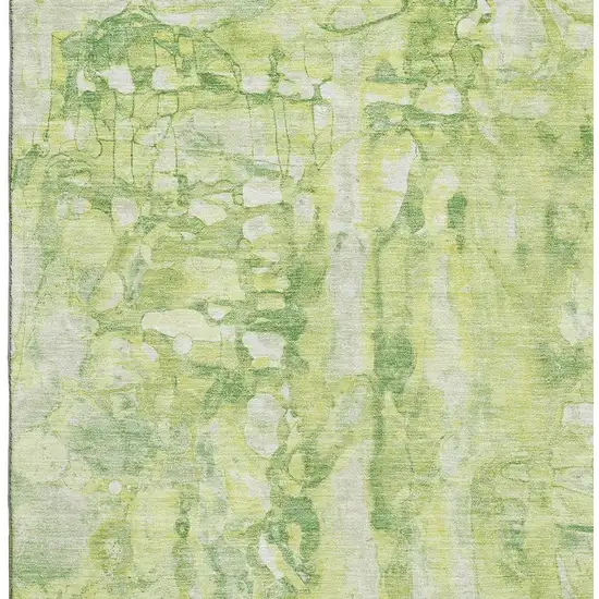 Lime Green And Ivory Abstract Washable Area Rug With UV Protection Photo 3