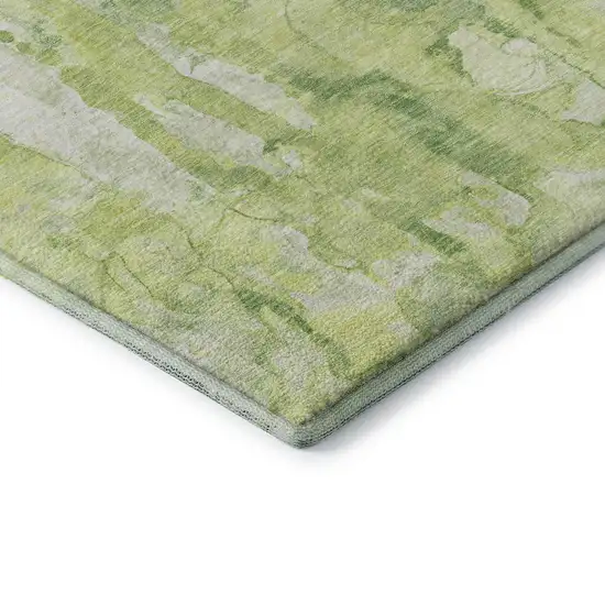Lime Green And Ivory Abstract Washable Area Rug With UV Protection Photo 7