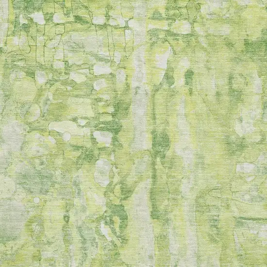 Lime Green And Ivory Abstract Washable Area Rug With UV Protection Photo 3