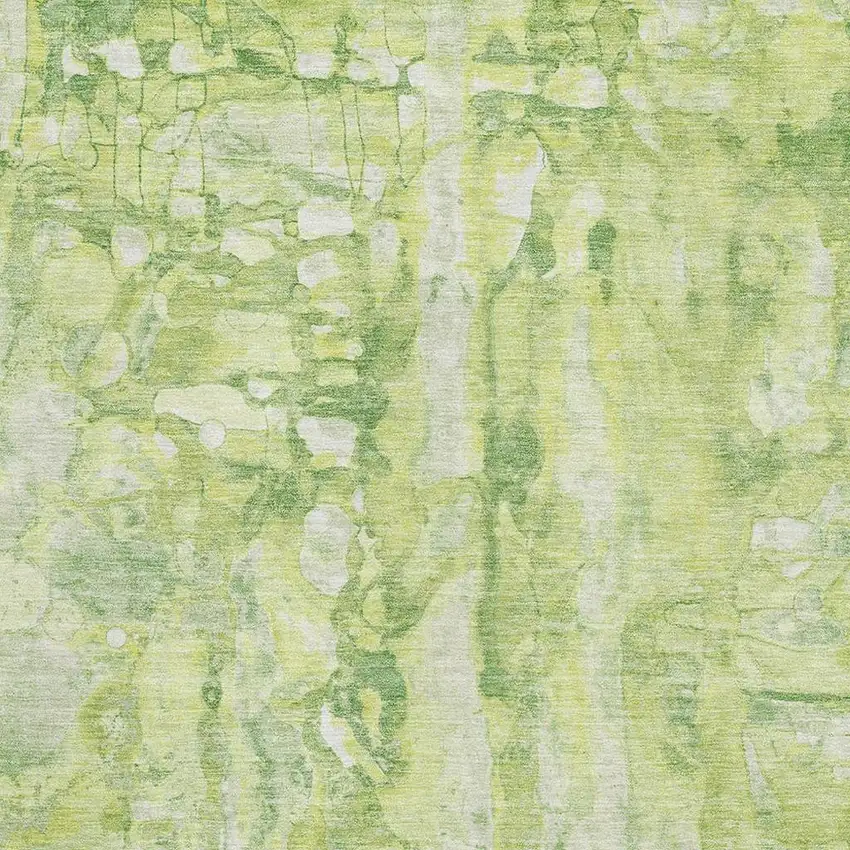 Lime Green And Ivory Abstract Washable Area Rug With UV Protection Photo 3
