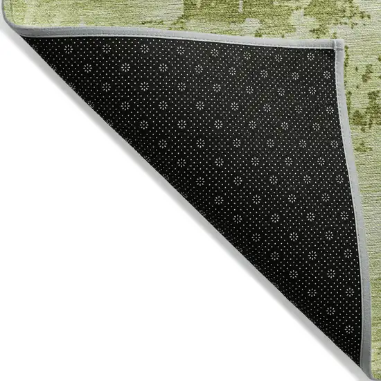 Lime Green And Ivory Abstract Washable Indoor Outdoor Area Rug Photo 3