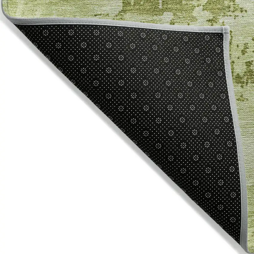 Lime Green And Ivory Abstract Washable Indoor Outdoor Area Rug Photo 3