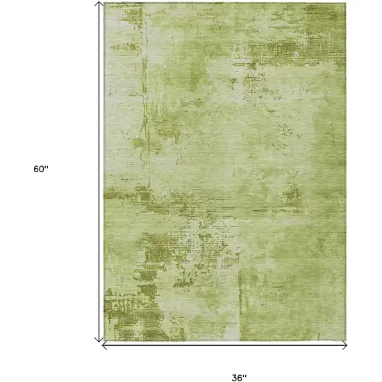 Lime Green And Ivory Abstract Washable Indoor Outdoor Area Rug Photo 6
