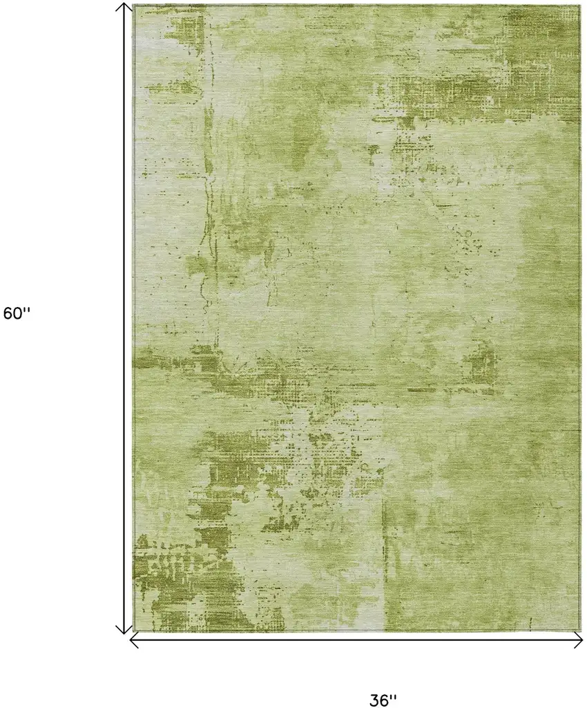 Lime Green And Ivory Abstract Washable Indoor Outdoor Area Rug Photo 6