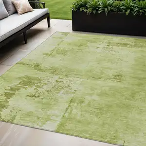 Photo of Lime Green And Ivory Abstract Washable Indoor Outdoor Area Rug