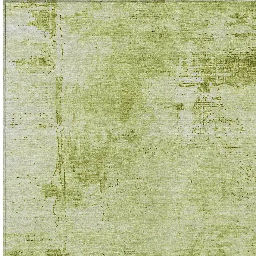 Lime Green And Ivory Abstract Washable Indoor Outdoor Area Rug Photo 5