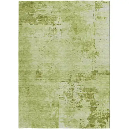 Lime Green And Ivory Abstract Washable Indoor Outdoor Area Rug Photo 6