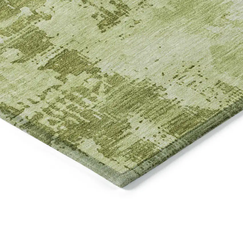 Lime Green And Ivory Abstract Washable Indoor Outdoor Area Rug Photo 4