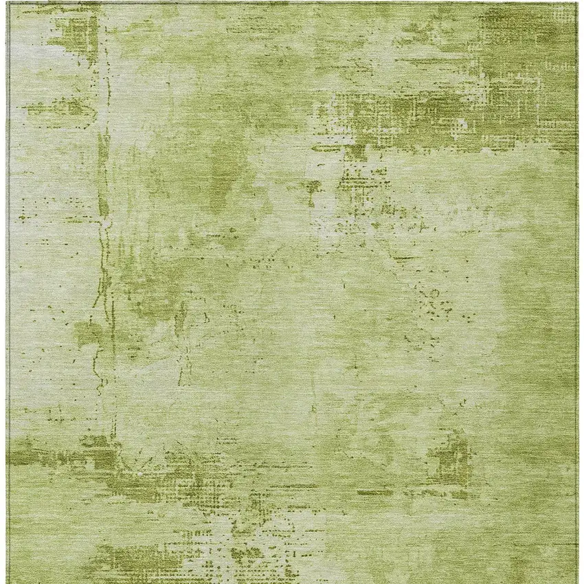 Lime Green And Ivory Abstract Washable Indoor Outdoor Area Rug Photo 5