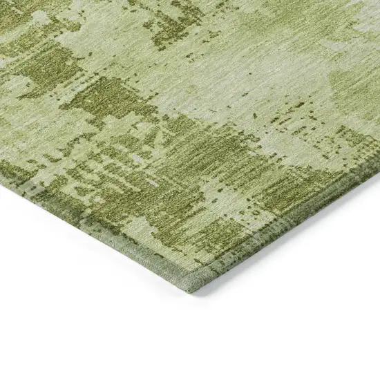 Lime Green And Ivory Abstract Washable Indoor Outdoor Area Rug Photo 4