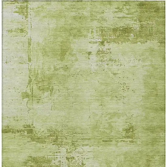 Lime Green And Ivory Abstract Washable Indoor Outdoor Area Rug Photo 6