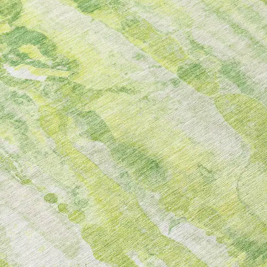 Lime Green And Ivory Abstract Washable Indoor Outdoor Area Rug Photo 7