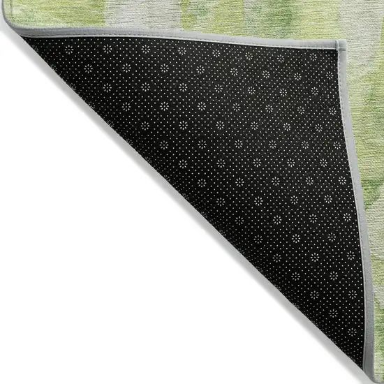 Lime Green And Ivory Abstract Washable Indoor Outdoor Area Rug Photo 5