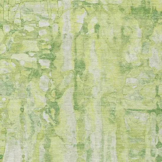 Lime Green And Ivory Abstract Washable Indoor Outdoor Area Rug Photo 4