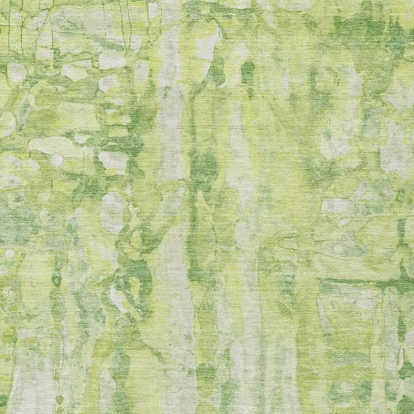 Lime Green And Ivory Abstract Washable Indoor Outdoor Area Rug Photo 4