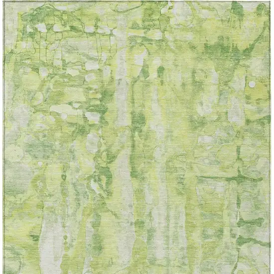 Lime Green And Ivory Abstract Washable Indoor Outdoor Area Rug Photo 5
