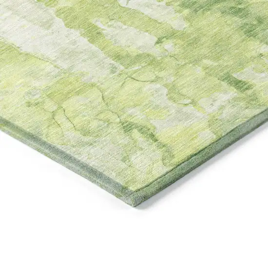 Lime Green And Ivory Abstract Washable Indoor Outdoor Area Rug Photo 6