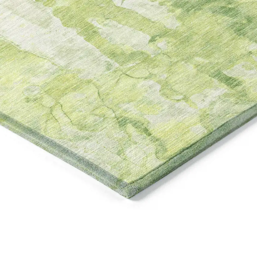 Lime Green And Ivory Abstract Washable Indoor Outdoor Area Rug Photo 6