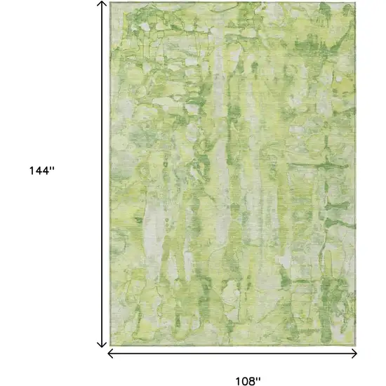 Lime Green And Ivory Abstract Washable Indoor Outdoor Area Rug Photo 3